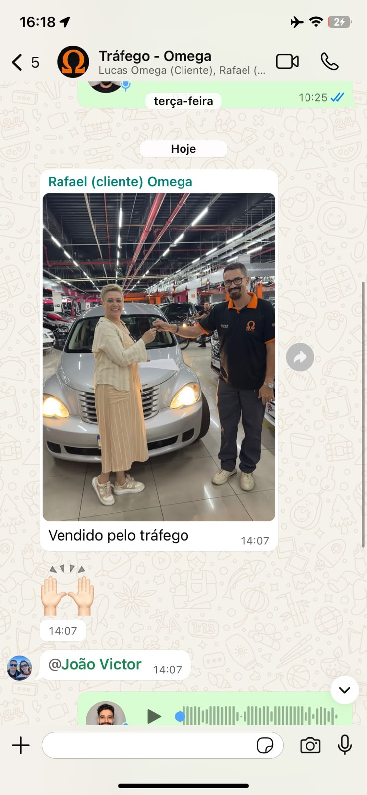 Print de conversa confirmando venda pelo tráfego pago 3