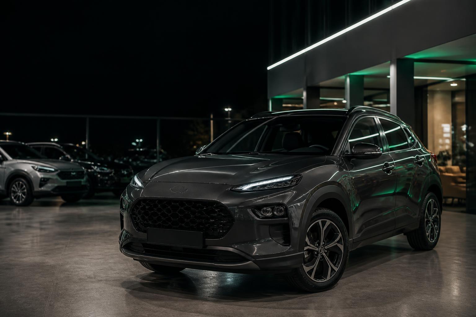 SUV em uma loja de veículos moderna